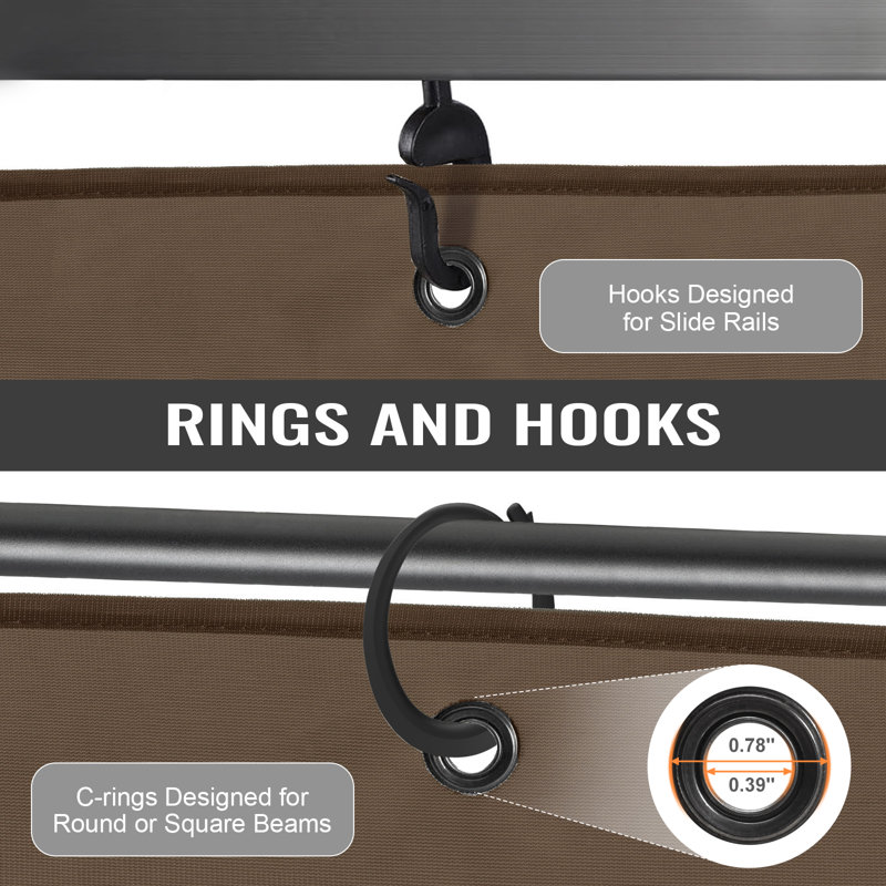 4-Panel Outdoor Gazebo Curtains, 82.7" H x 120" W120" D, Brown/Coffee