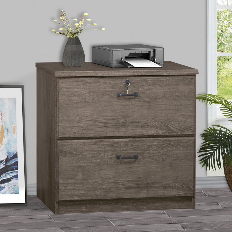 Summy 30.3'' Wide 2 -Drawer File Cabinet, Gray Oak