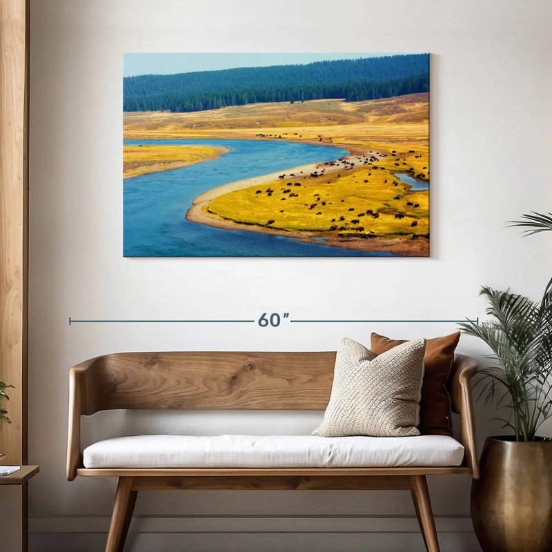 Alvord Yellowstone Bison River, H 30 po x l 45 po