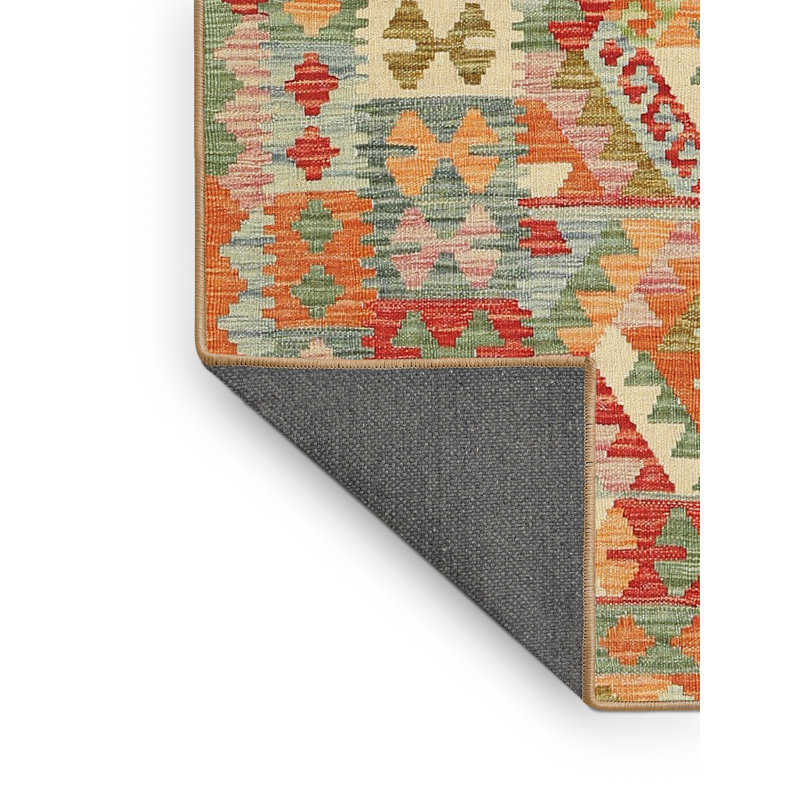 Tapis contemporain orange / vert mer, Rectangle 4 pi x 6 pi
