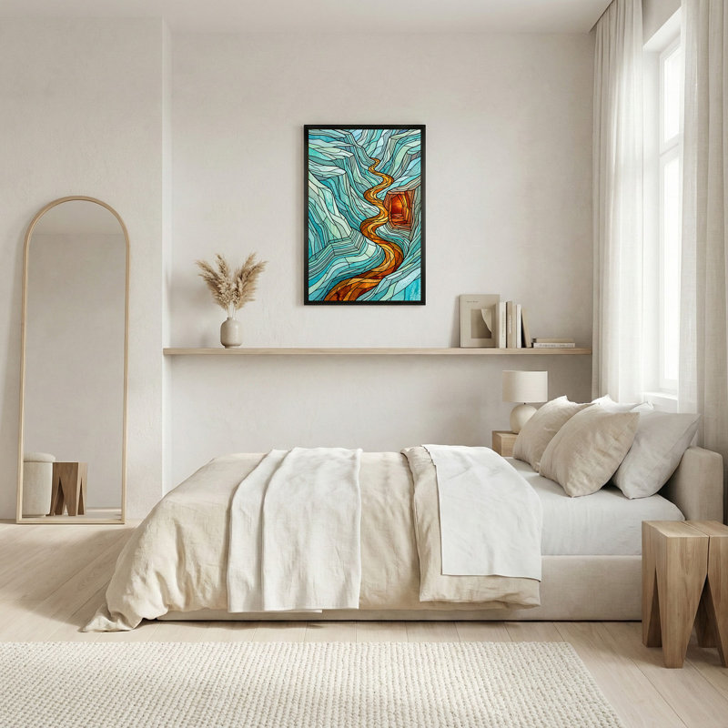 «Blue Mountain Canyon», art mural sur toile en verre coloré, H 24 po x l 16 po
