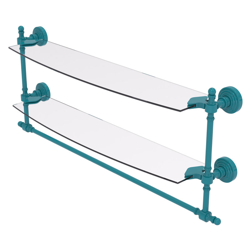 Étagère 2 pièces étagée avec barre de tour Retro Wave, 15" H x 24" W x 5" D, Sea Foam Green
