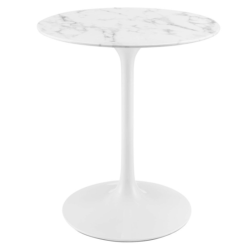 Round Artificial Marble Dining Table by , 29.5" H x 27.5" W x 27.5" L, White, White