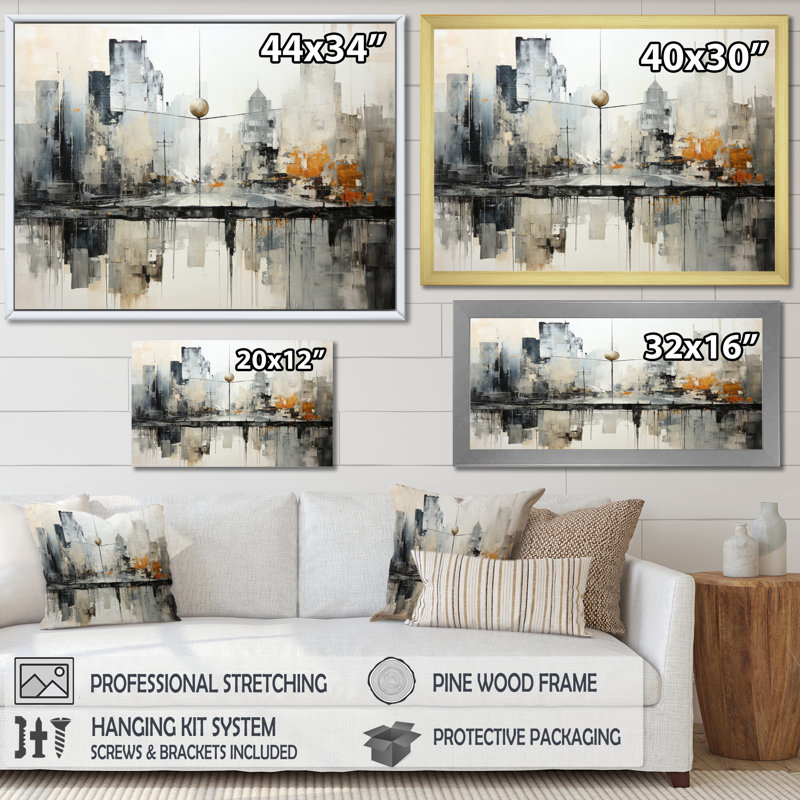 Paysage urbain abstrait I - impression, Toile tendue, H 12 po x l 20 po x P 1 po