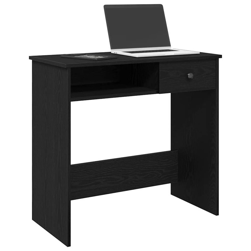 Bureau d'ordinateur rectangulaire en bois d'ingénierie, Noir