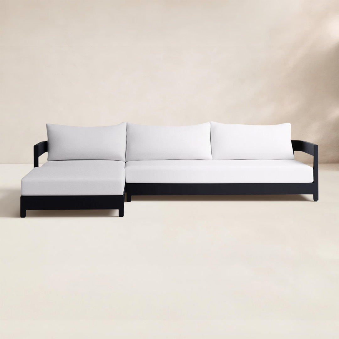 Everlee 98.4'' Wide L-Shaped Powder Coated Aluminum Patio Sectional with Sunbrella® Cushions Joss & Main