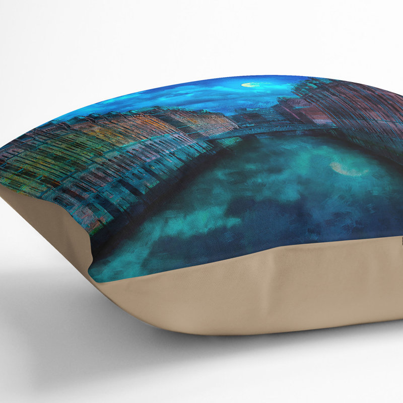 Canal Through Hamburg Cushion with Filling, 40cm H x 40cm W x 15cm D, Stone