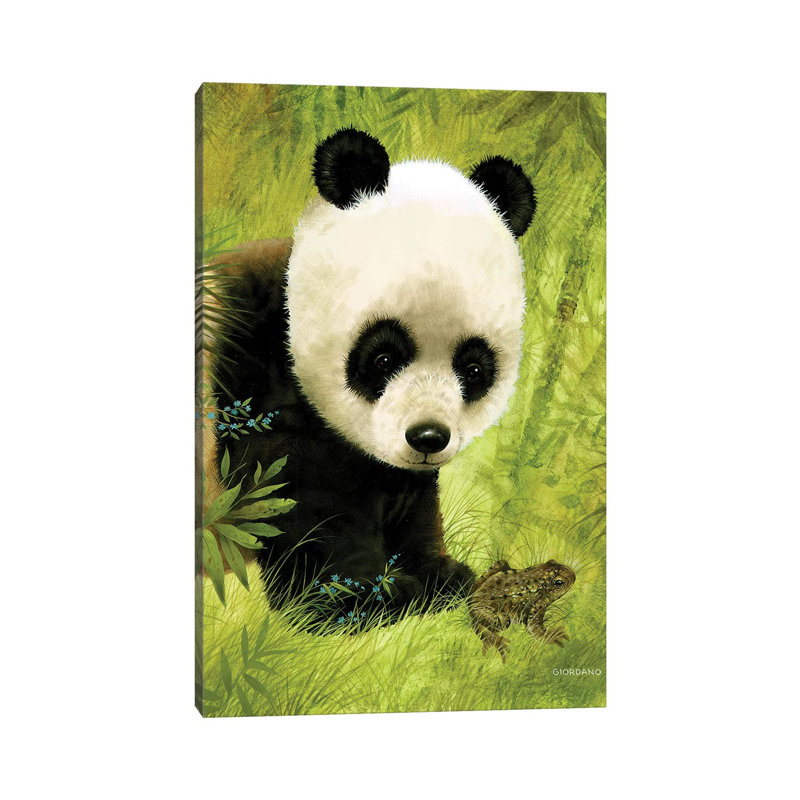 Panda's Visitor by Giordano Studios - Wrapped Canvas Gallery-Wrapped Canvas Giclée, 20.32 cm H x 30.48 cm W