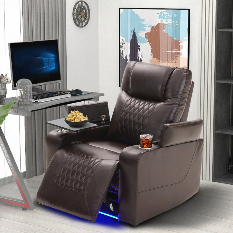 Fauteuil inclinable Power Motion avec chargement USB / rangement pour bras cachés / et plateau pivotant à 360 ° pour un confort et une commodité ultimes