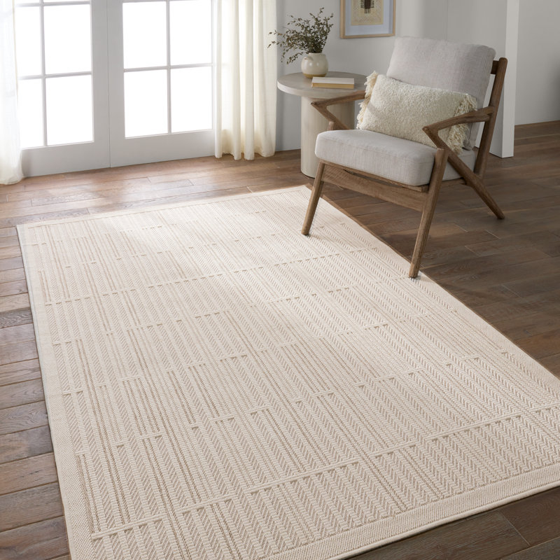 Tapis rayé en polypropylène tissé à la machine Sheana, Rectangle de 5 pi x 8 pi