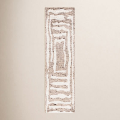 Sandia Ivory Light Brown Hand-Woven Abstract Rug