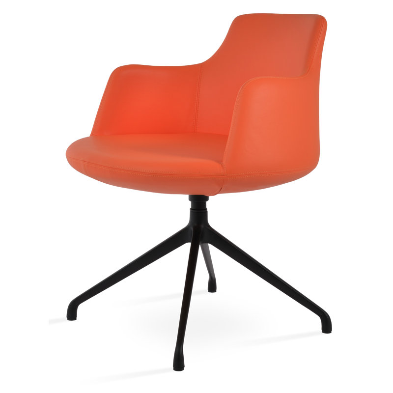 Fauteuil pivotant Dervish Spider, Cuir écologique orange, Noir, noir, noir, noir