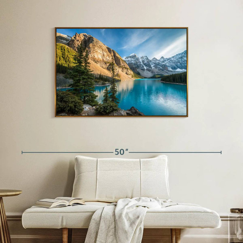 Lac Moraine Glorious, Cadre flottant doré, 40 po x 27 po