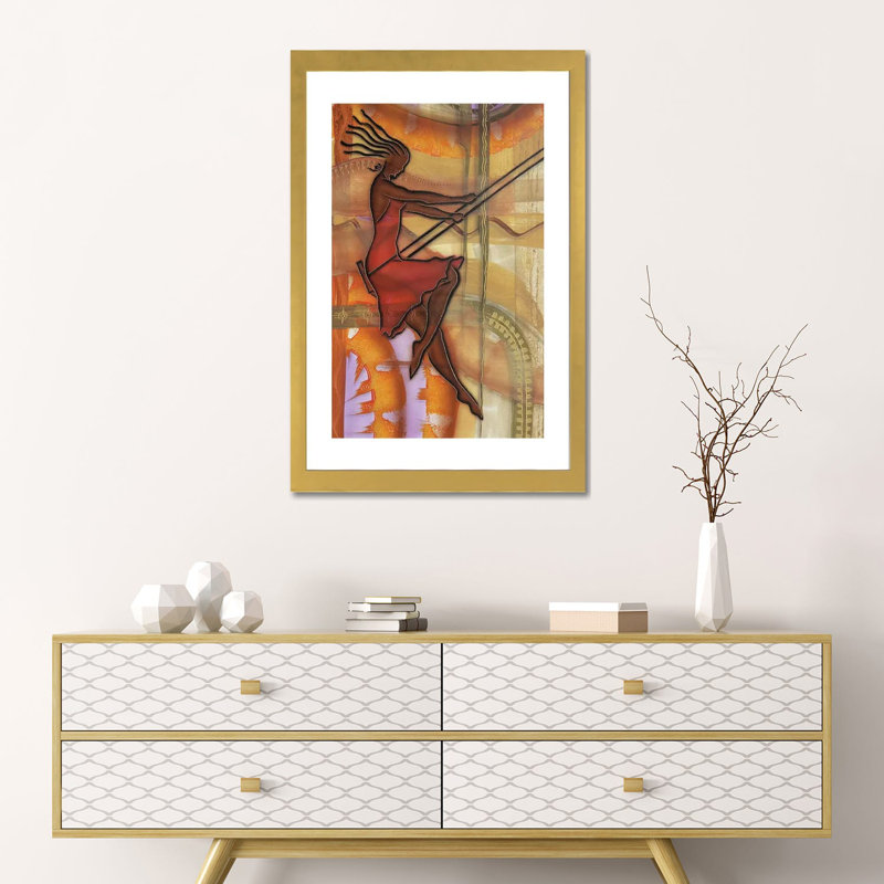 «Carefree» par Fred Odle - impression, Blanc, H 24 po x l 16 po x P 1 po, Papier encadré doré