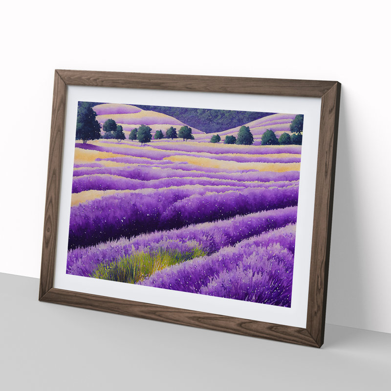 Lavender Field Vol.5 1 Piece Single Picture Frame Painting, 25cm H x 34cm W x 2cm D, Walnut