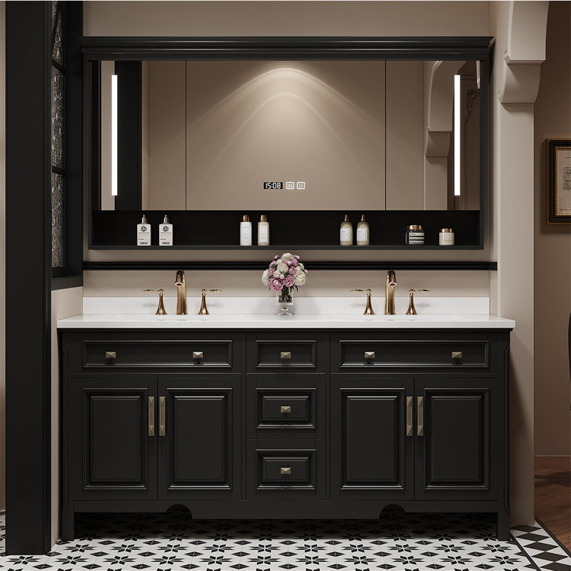 American-style smart bathroom cabinet, 59", Black
