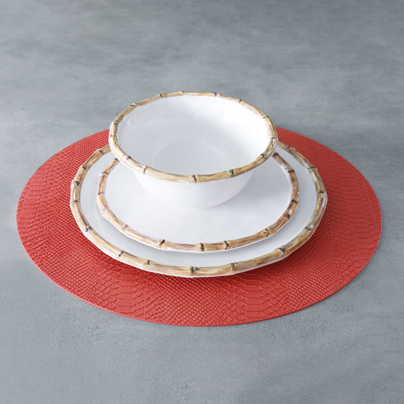 Vida Melamine Salad/Dessert Plate, White/Natural