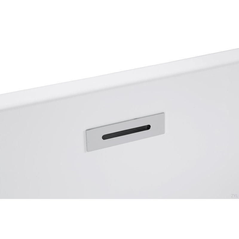 47" Acrylic Freestanding Bathtub ,Spacious Rectangle Shape, Gloss White Finish, Chrome Overflow & Pop-Up Drain CUPC Certificate