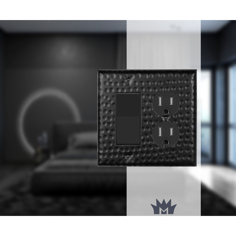 Matte Black Hand Hammered 2-Gang Wall Plate