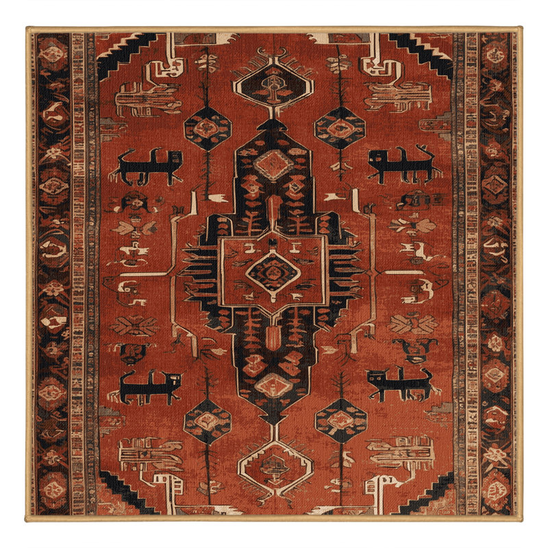 Tapis brun lavable à la machine, Carré 8 pi