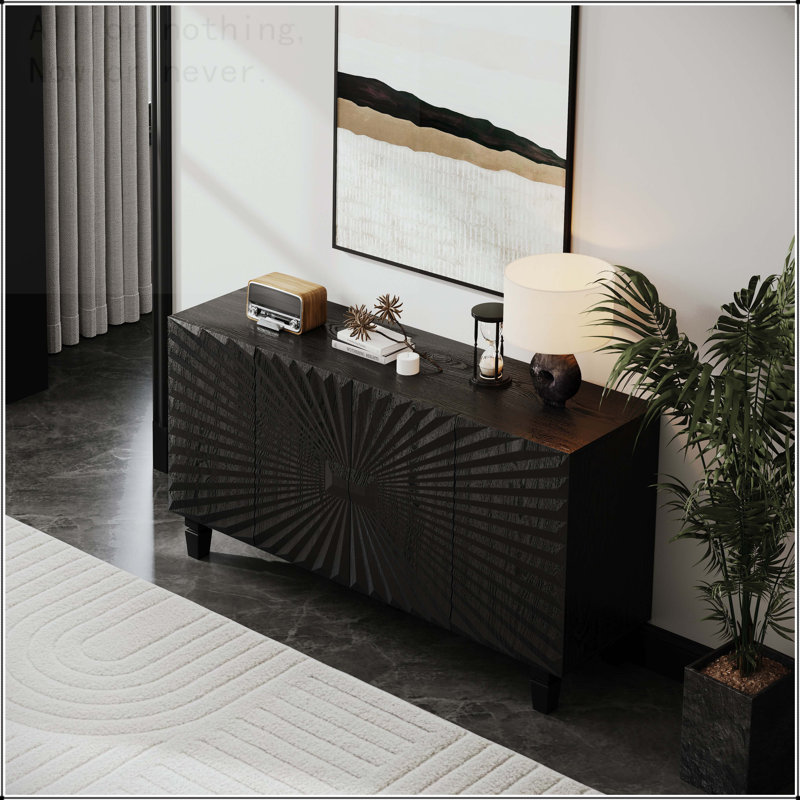Buffet Sideboard with Sunburst Doors and Solid Wood Legs