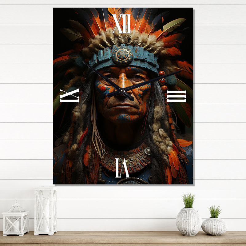 Horloge orange amérindienne sarcelle orange - art amérindien, Petit