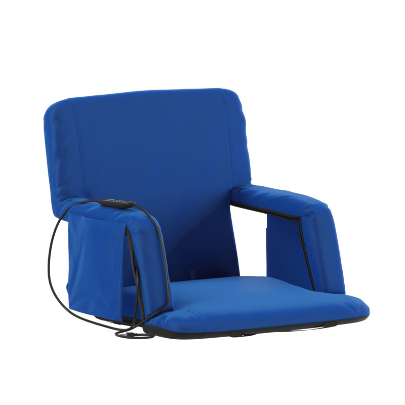 Portable Heated Reclining Stadium Chair with Armrests, Padded Back & Heated Seat, Blue