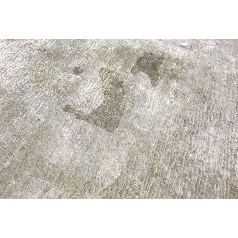 Tapis blanc et beige noué à la main de haute qualité, Rectangle 9 pi x 12 pi