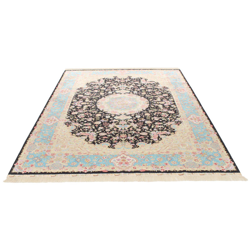 Tapis turc noir et bleu 6 x 9