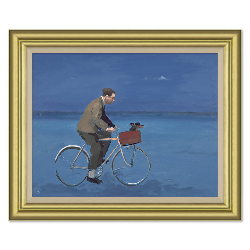 Cyclist Print by Alan Kingsbury, 16" H x 19.5" W, Gold Framed, No Mat