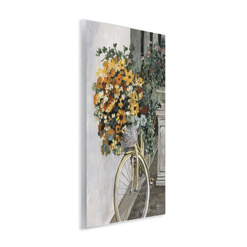 Art mural "Bouquet sur vélo" par Dogwood, H 19 po x l 13 po