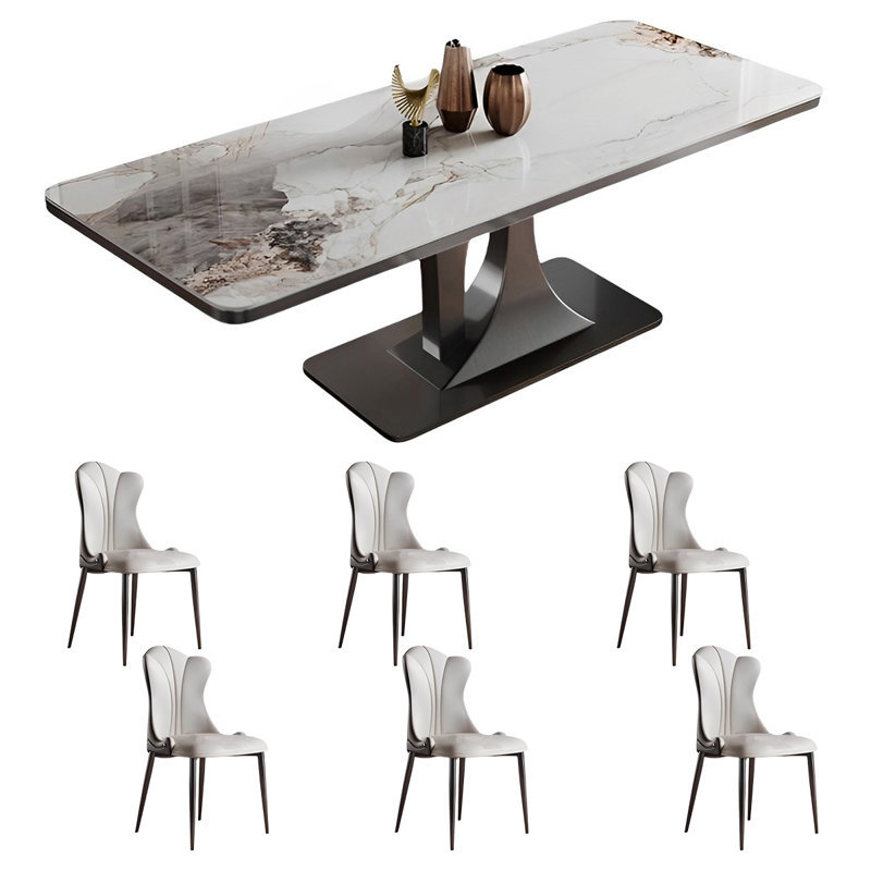Ensemble de table de salle à manger rectangulaire et chaises, H 29,52 po x L 78,74 po x l 35,43 po