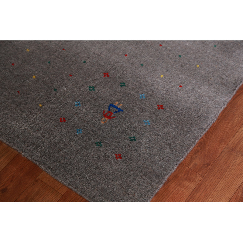 Gray Wool Gabbeh Indian Area Rug 9x12