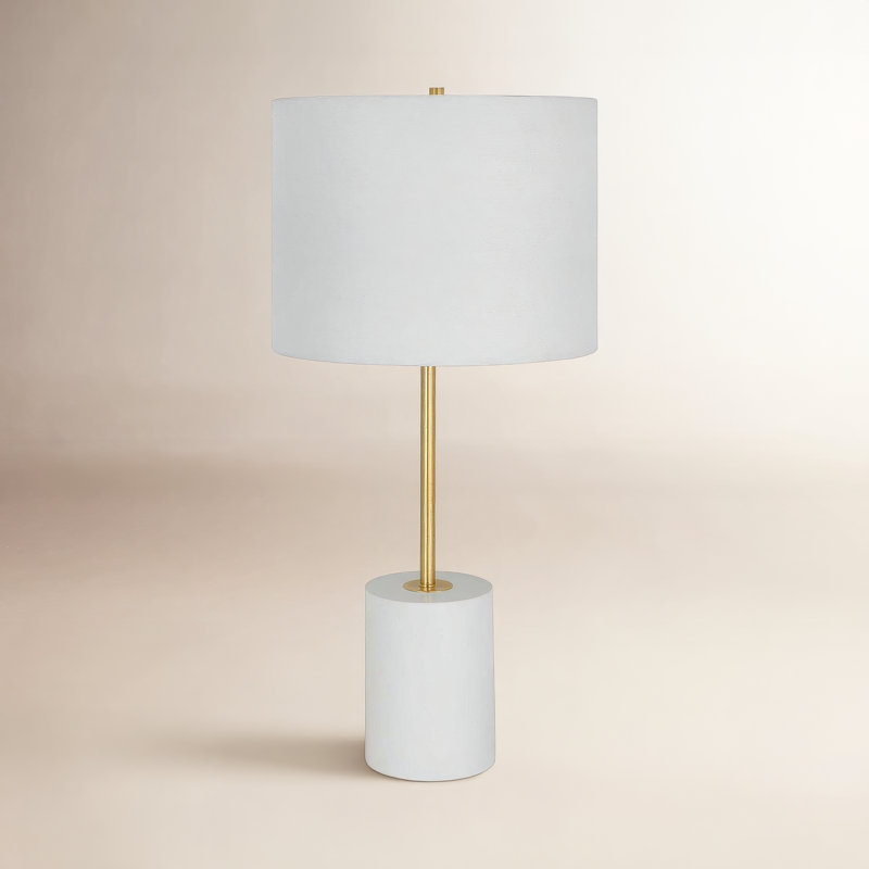 Clyve Metal Table Lamp, White/Gold