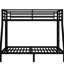 Lit superposé en métal noir simple au-dessus d'un lit double pour les adolescents, conception d'espace, bruit - avec bouchons en plastique, rangement inférieur, structure solide, instructions d'assemblage faciles pour les adolescents et les adultes, structure solide, garde-corps, pour-1939630531-1939630528