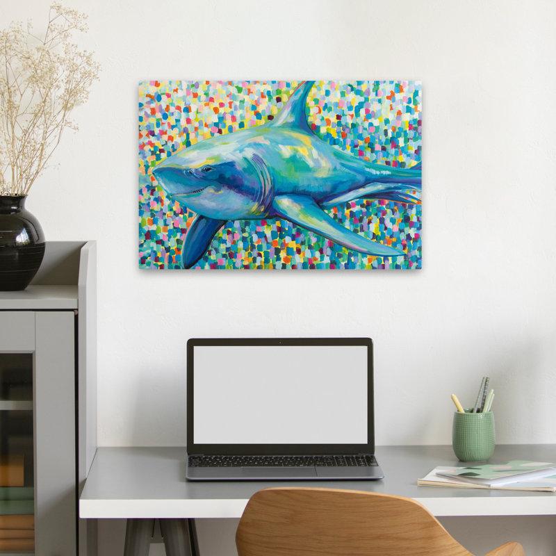 Art abstrait et animal avec requin Chatham, H 16 po x l 24 po