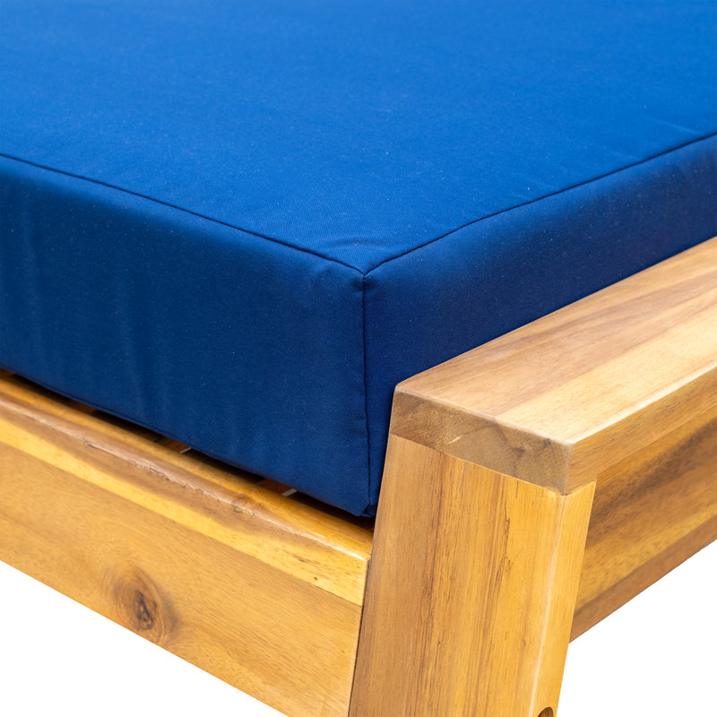 Chaise longue avec repose-pieds en bois d'acacia, Bleu