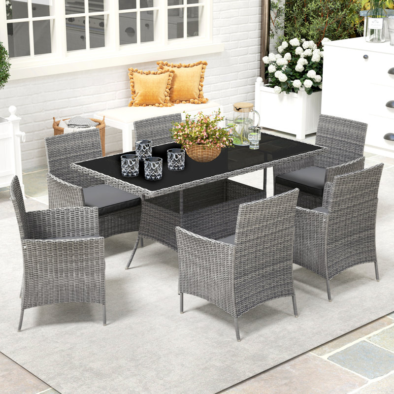 Rectangular 7 - Piece 6 - People 180Cm L Outdoor Table Set