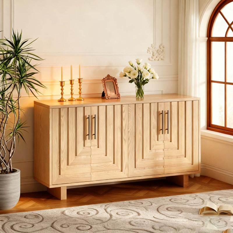 armoire de rangement avec 4 portes, Naturel