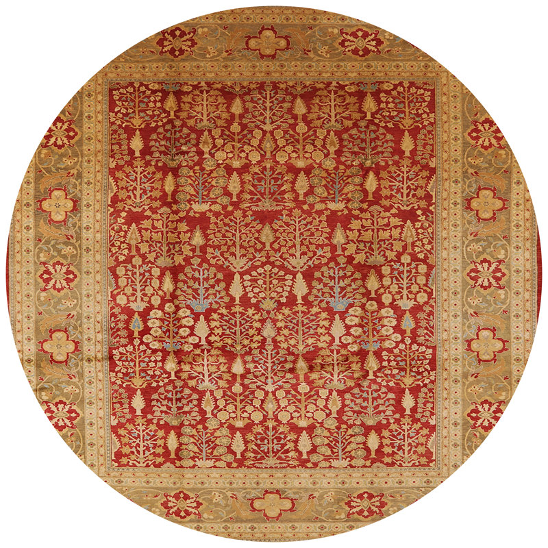 Tapis oriental rouge / brun clair, Rond 8 pi