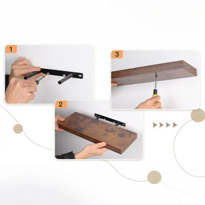 Wall-Mounted Floating Shelves for Bedroom, Living Room (Set of 4)