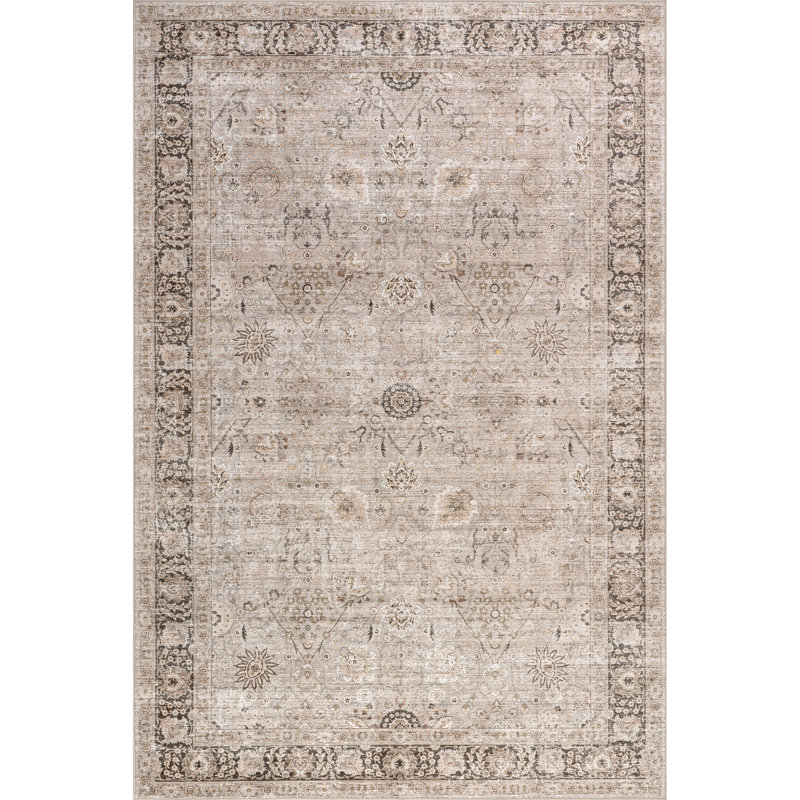 Bayberry Sand Vintage Machine Washable Polyester Area Rug