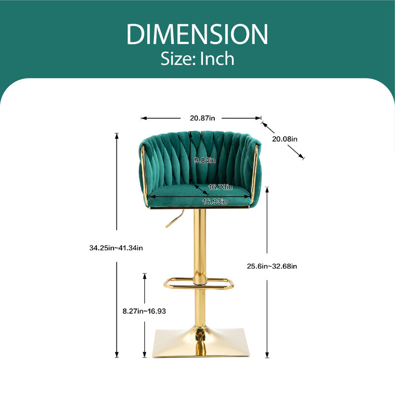 Tabouret pivotant à hauteur ajustable Devanne, Émeraude