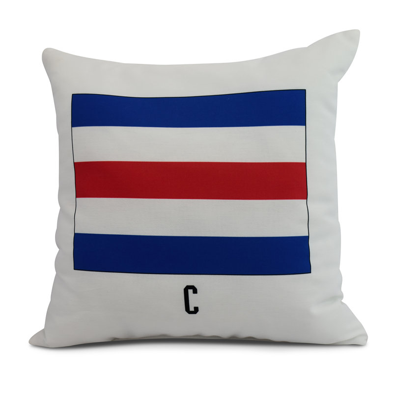 Coussin décoratif intérieur / extérieur à motif de lettre C Nantucket, 16 po x 1 po