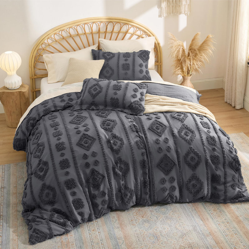 Bedsure Comforter Set-Bow Tufted, Queen Comforter + 2 Queen Shams, Quiet Shade