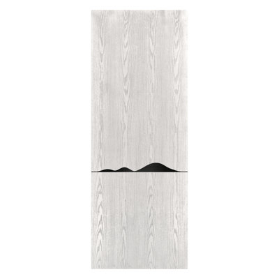 Solid Wood Core Prefinished Natural Wood Veneer White Oak Julia Wood Door Slab With Matte Black Inserts