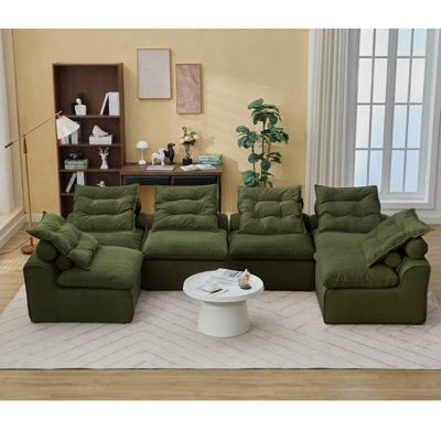 Canapé moderne [NOUVEAUTÉ] [VIDÉO FOURNIE] Canapé modulaire, sans accoudoirs, bricolage à souhait, velours côtelé, canapé-lit à dossier-cou, coin lecture ou appartement, coussin lombaire, 6 sièges, rembourré,