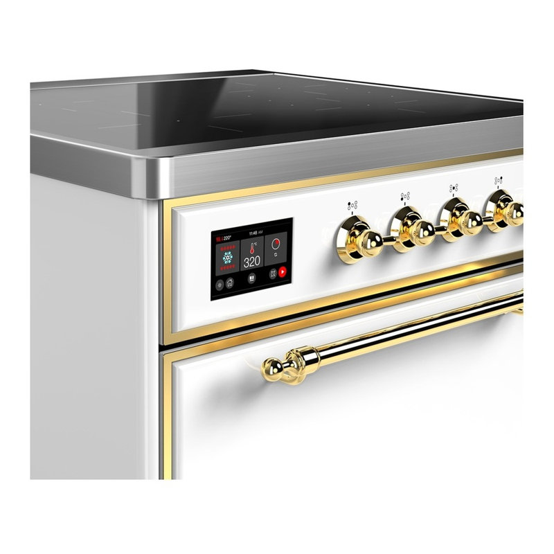 Majestic III Series 30 Inch Induction Range with 4 Induction Elements in Matte Graphite (Brass Trim), Brass, White