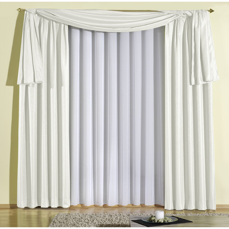 Longoria Room Darkening Window Scarf, 500cm Width x 135cm Drop, Cream