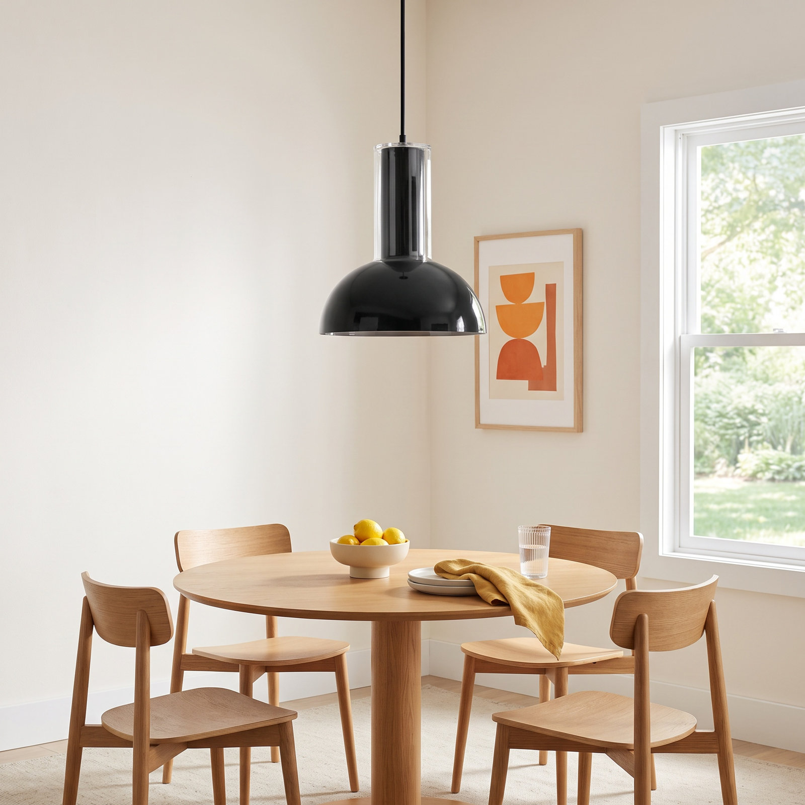 Ombra Single Light Steel Dimmable Pendant, Black